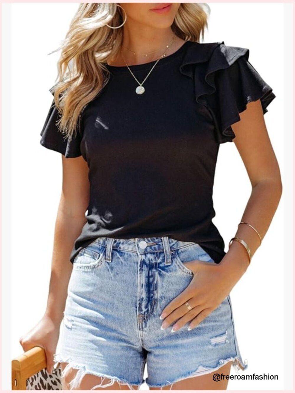 Slim Fit Short Sleeve Ruffle Tee